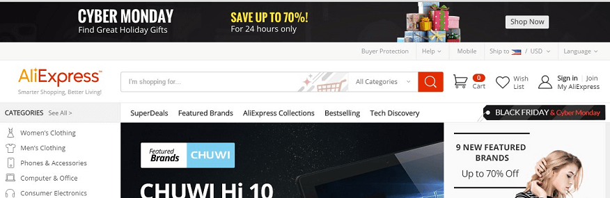 Latest coupons for the Aliexpress website