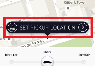 set you pick up location on Uber app